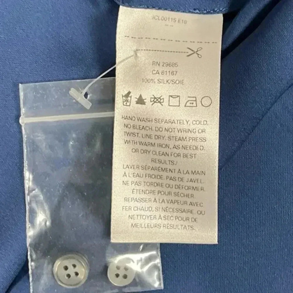 PENDLETON WOMEN'S LONG-SLEEVE SILK BUTTON-UP SHIRT NWT SIZE LARGE BLUE - Picture 10 of 15